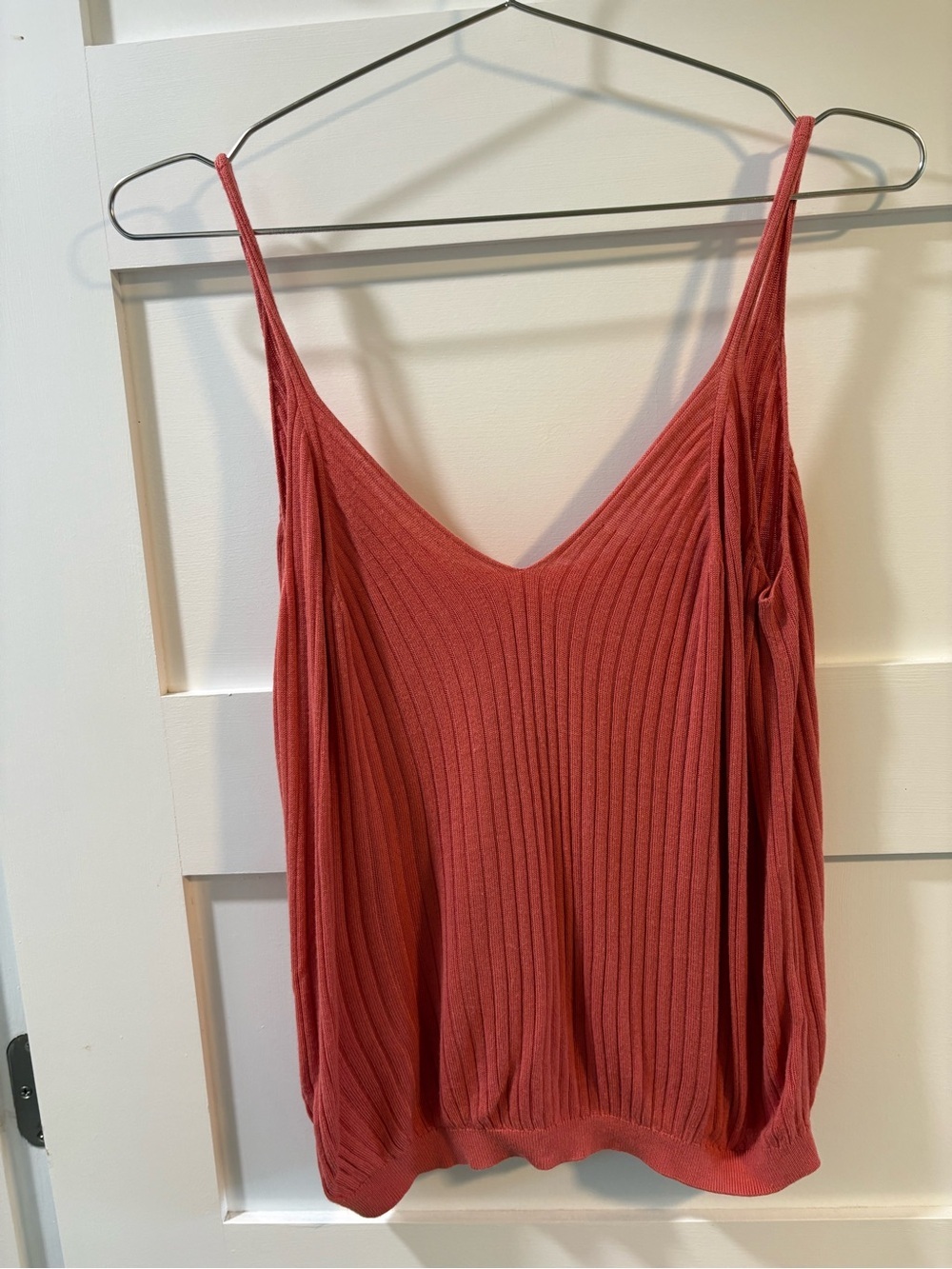 Anthropologie Spaghetti Strap Ribbed Knit Cami Tank Top - Coral - Picture 2 of 4